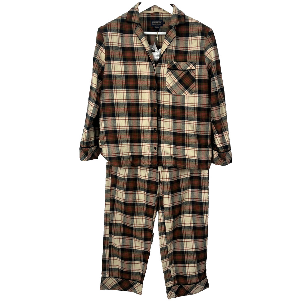 Pendleton 2 Piece Flannel Pajama Set Womens' Size S Button Up Shirt & Pants